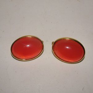 Vtg. Trifari TM Cabochon Clip Earrings
